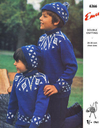 Sweater, Hat & Cap Children Knitting Pattern 8-12 yrs