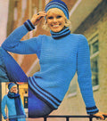 Sweater with Matching Hat & Scarf Crochet Pattern 30-38