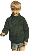 Aran Turtleneck Sweater Children Knitting Pattern 2-14