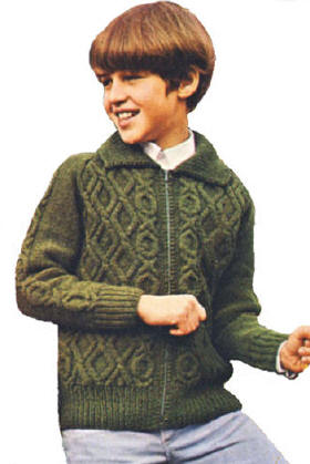 Aran Sweater Jacket Children Knitting Pattern 8-Adult