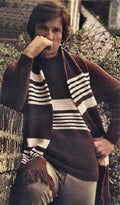 Man's Pullover Sweater & Scarf Knitting Pattern 36-44