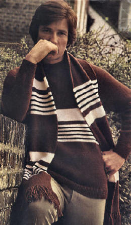 Man's Pullover Sweater & Scarf Knitting Pattern 36-44