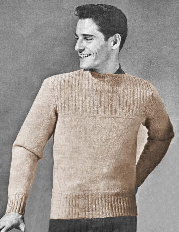 Man's Boat Neck Pullover Knitting Pattern 38-44