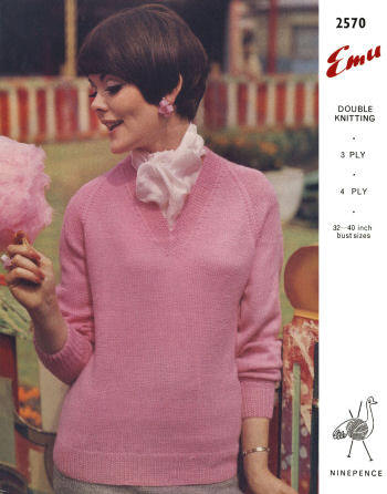 Pullover V-Neck Sweater Knitting Pattern 32-40
