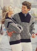 Pullover Checked Sweater Knitting Pattern 34-44