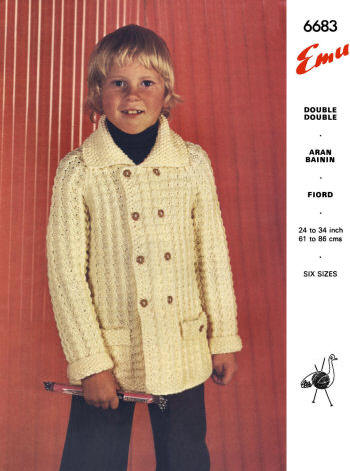 Boys Sweater Jacket Knitting Pattern Sz 5-16