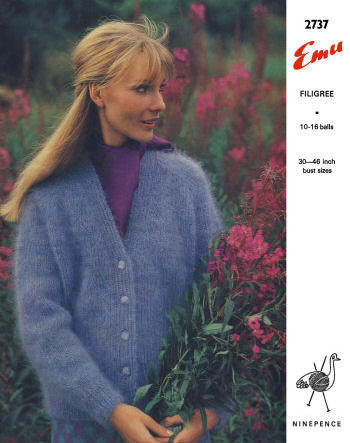 Filigree Cardigan Sweater Knitting Pattern 30-46