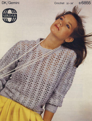 Lacy Mesh Pullover Sweater Crochet Pattern Bust 32-38