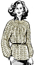 Patterned Pullover Sweater Top Crochet Pattern Sz 8-14