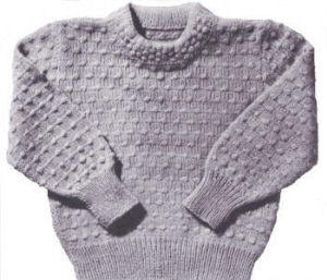 Girls Puff Pattern Pullover Sweater Knitting Pattern 1-4
