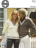 His & Her V-Neck Sweater Knitting Pattern 32-46