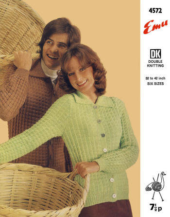 Cardigan Sweater in Check Design Knitting Pattern 32-42