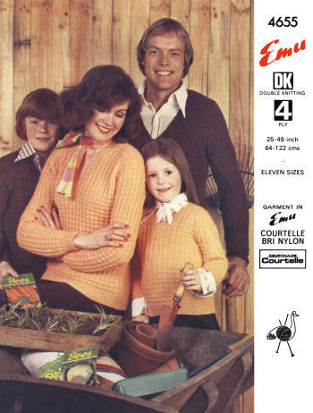 V-Neck Sweater Family Knitting Pattern 25-48