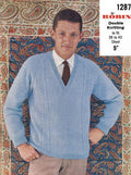 Man's Raglan Sweater with Cable Panels Knitting Pattern 36-42