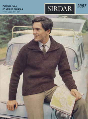 Man's Shawl Collar Pullover Sweater Knitting Pattern 38-44