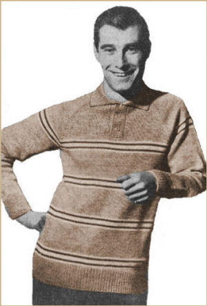 Men's Striped Sweater Knitting Pattern 36-40