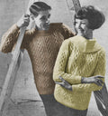 Cable Sweater in 2 Styles Knitting Pattern 34-41