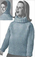 Girls Sweater with Hooded Collar Knitting Pattern Sz 4-14
