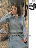 Sweater with Diamond Design Knitting Pattern 32-42
