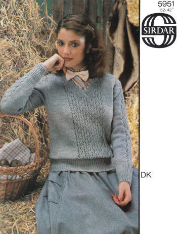 Sweater with Diamond Design Knitting Pattern 32-42