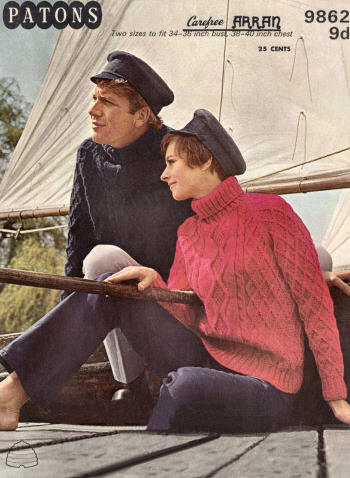 Aran & Cable Polo Neck Sweater Knitting Pattern 34-40