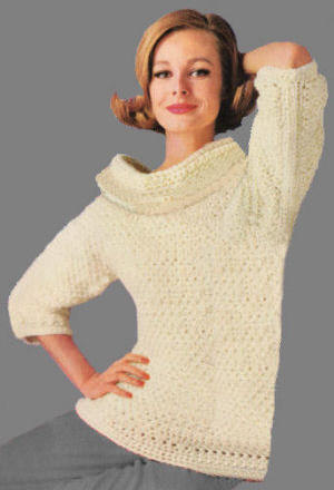 Textured Pullover Sweater Crochet Pattern Bust 34-40