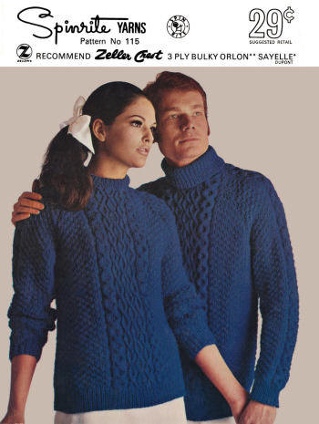 His & Her Pullover Aran Sweater Knitting Pattern 34-44