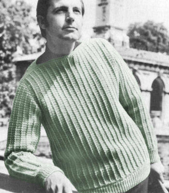 Man's Pullover Sweater Crochet Pattern 38-44