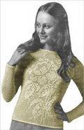 Sweater Top with Filet Rose Crochet Pattern 31 1/2-40