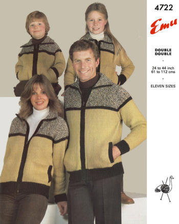 Family Sweater Jacket Knitting Pattern 24-44