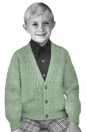 Boy's V-Neck Cardigan Sweater Knitting Pattern 6-12