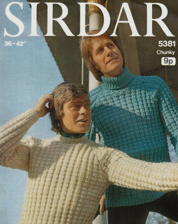 Man's Round & Polo Neck Sweater Knitting Pattern 36-42