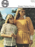 Chunky Over Sweater & Belt Knitting Pattern 24-38
