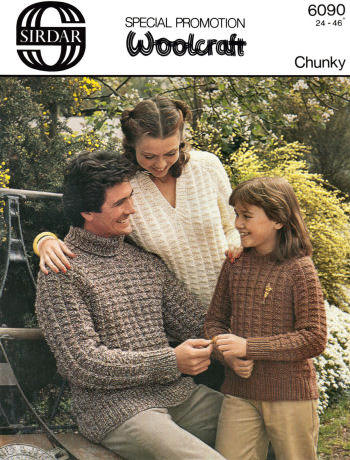 Round, Polo & V-Neck Sweater Family Knitting Pattern 24-46
