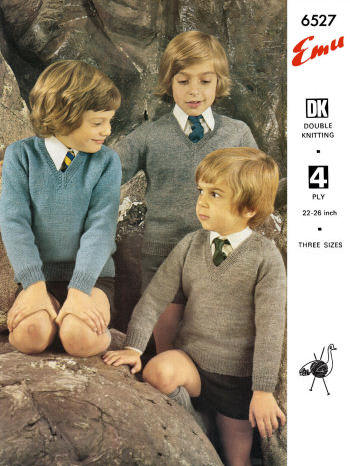 Boys V-Neck Sweater Knitting Pattern 3 - 7