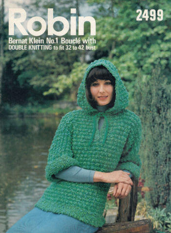 Pullover Sweater with Hood Knitting Pattern 32-42