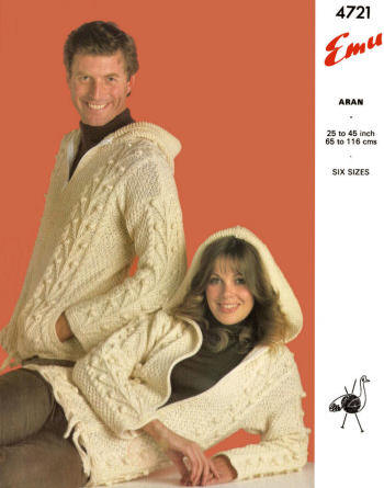 Cardigan Sweater with Hood Knitting Pattern 25-45
