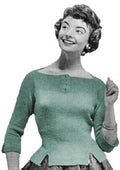 Fitted Sweater with 3/4 Sleeves Knitting Pattern Bust 34