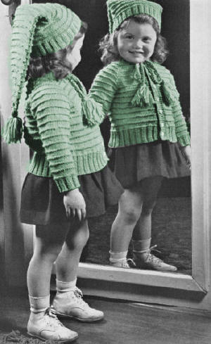 Girls Sweater & Stocking Cap Knitting Pattern Sz 3