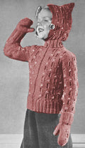 Girls Sweater, Parks & Mittens Knitting Pattern Sz 6