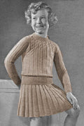 Girls Sweater & Pleated Skirt Set Knitting Pattern Sz 2-6