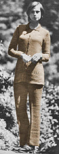 Sweater Jacket & Pants Set Crochet Pattern Bust 34-38