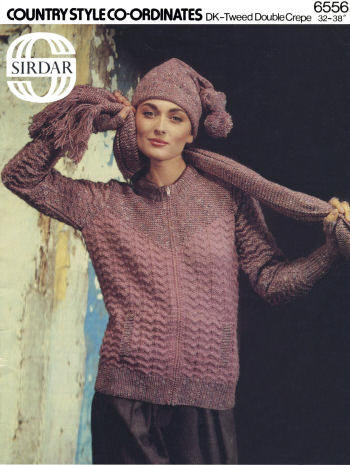 Cardigan, Scarf, Gloves & Hat Set Knitting Pattern 32-38