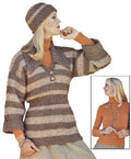 Pullover Sweater & Over Sweater & Hat Knitting Pattern 32-40