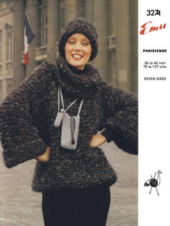 Polo Neck Sweater & Hat Set Knitting Pattern 30-42