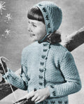 Girls Sweater & Bonnet Set Crochet Pattern Sz 6-10