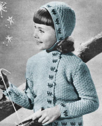 Girls Sweater & Bonnet Set Crochet Pattern Sz 6-10