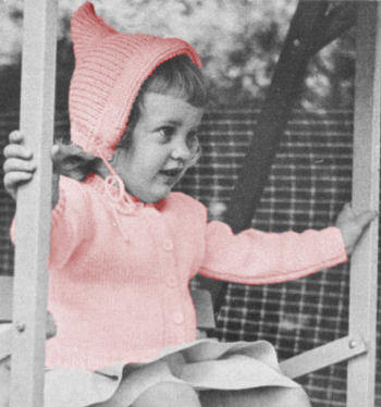 Cardigan Sweater & Helmet Children Knitting Pattern 1-4