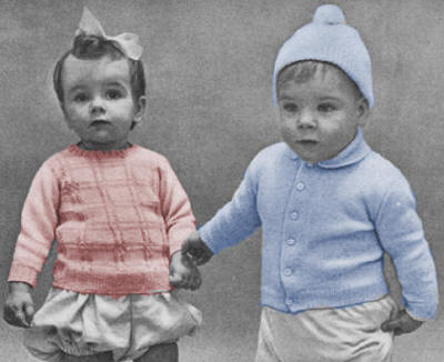 Pullover & Cardigan Sweaters & Hat Children Knitting Pattern 1-3
