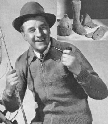 Men's Sweater, Toque, Mitts & Socks Knitting Pattern 40-44